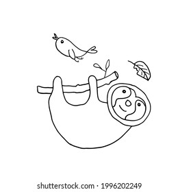 Cute Sloth Cartoon Animal, baby and children print design Vector Illustration.