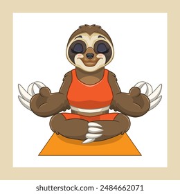 cute sloth cartoon doing yoga