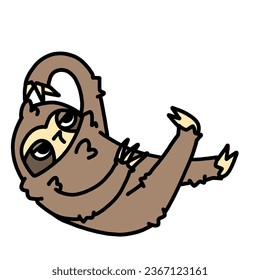 cute sloth cartoon drawing transparent background vector illustration