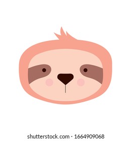 Cute sloth cartoon flat style icon design, Animal zoo life nature character childhood and adorable theme Vector illustration