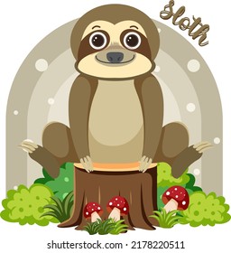 Pereza corta en ilustración de estilo plano de dibujos animados