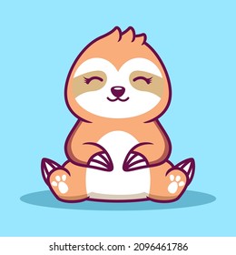 Cute Sloth Cartoon Icon Illustration. Animal Flat Cartoon Style