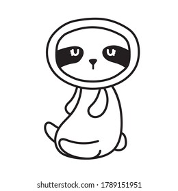 Cute sloth cartoon line style icon design, Animal zoo life nature and character theme Vector illustration