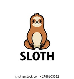 cute sloth cartoon logo vector icon illustration