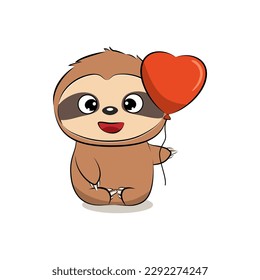 Cute sloth in cartoon style. Vector illustration.