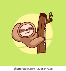 Cute Sloth Cartoon Vector Icon Illustration. Animal Healthy Icon Concept Isolated Premium Vector.