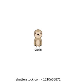 Cute sloth character icon, vector illustration