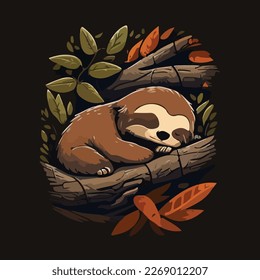 cute sloth chibi style vector art