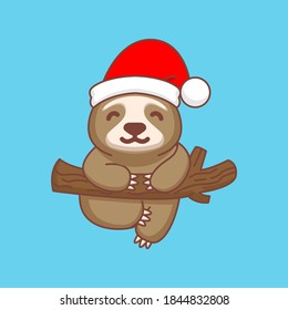 Cute sloth with Christmas costume
