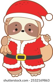 Cute sloth christmas version. Funny baby sloth animal series christmas illustration.
A santa sloth arrive in the house