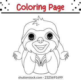  Cute Sloth Coloring book for children. animal coloring page