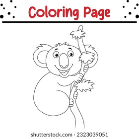 Cute sloth coloring page for kids. Happy animal coloring book Outline illustration.