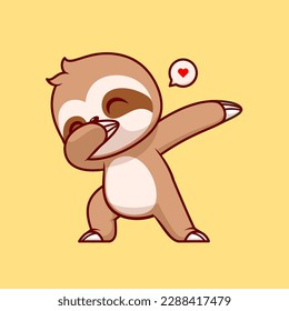 Cute Sloth Dabbing Cartoon Vector Icon Illustration. Animal Nature Icon Concept Isolated Premium Vector. Flat Cartoon Style