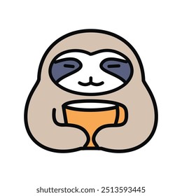 Cute sloth enjoying a cup of coffee. Adorable sloth holding a mug of coffee, suggesting that even the slowest creatures can enjoy a little caffeine boost and a moment of relaxation.