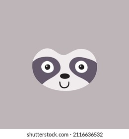 Cute sloth face. Cartoon baby animal character