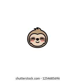 Cute sloth face cartoon icon, vector illustration