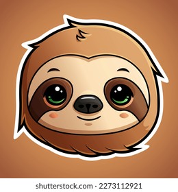 Cute sloth face logo design in cartoon style baby wild animal