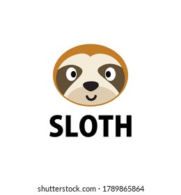 cute sloth flat logo vector icon illustration
