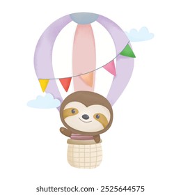 Cute Sloth Fling with Air Ballon