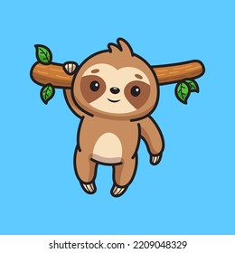 Cute sloth hanging mascot vector illustration