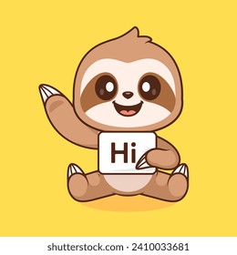 Cute Sloth Holding Hi Banner Cartoon Vector Icon Illustration.
Animal Nature Icon Concept Isolated Premium Vector. Flat
Cartoon Style