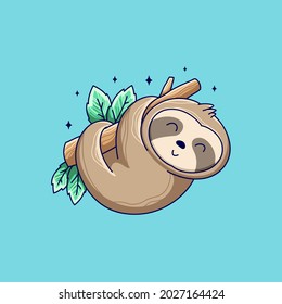 cute sloth illustration design vector