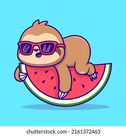 Espuma Cuidada Sobre La sandía Con Ilustración Del Icono Del Vector De Caricatura De Gafas. Vector Premium Aislado De Icono De Festividad Animal. Estilo de dibujo plano