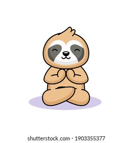 Cute sloth lazy animal yoga mascot design