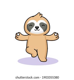 Cute sloth lazy animal yoga mascot design
