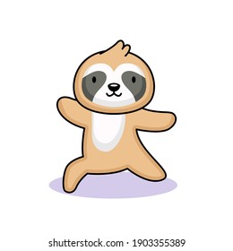 Cute sloth lazy animal yoga mascot design