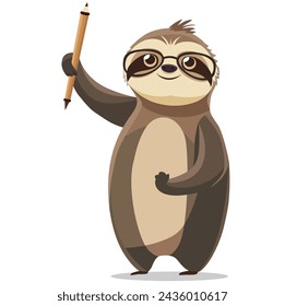 Cute Sloth Mammal as Teacher with glasses