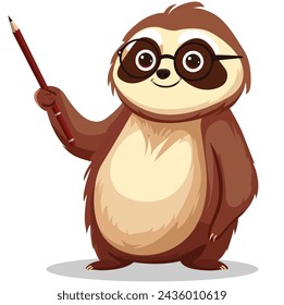 Cute Sloth Mammal as Teacher with glasses