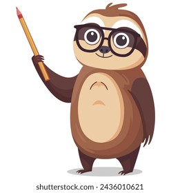 Cute Sloth Mammal as Teacher with glasses