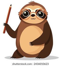 Cute Sloth Mammal as Teacher with glasses