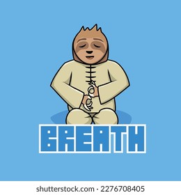 A cute sloth meditates vector illustration