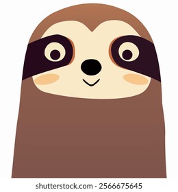 Cute Sloth on Gray Background.