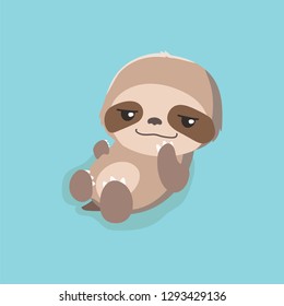  cute sloth on pastel background.
