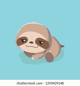  cute sloth on pastel background.
