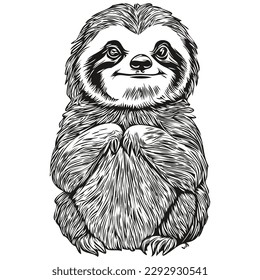 Cute Sloth on white background, hand draw illustration Sloths
