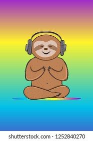 cute sloth playing music relaxed with headphones apparel