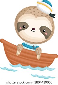 a cute sloth in a sailor costume 