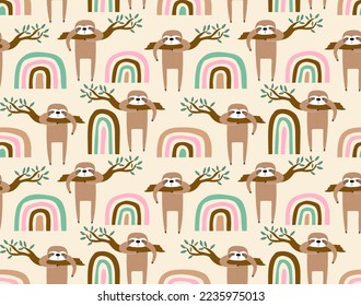 cute sloth seamless pattern. for fashion clothes, fabric, t shirts. 