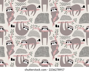 cute sloth seamless pattern. for fashion clothes, fabric, t shirts. 