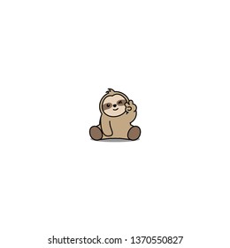 Cute Sloth Sitting And Winking Eye Cartoon Icon, Vector Illustration