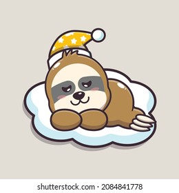 Cute sloth sleep. Cute cartoon animal illustration.