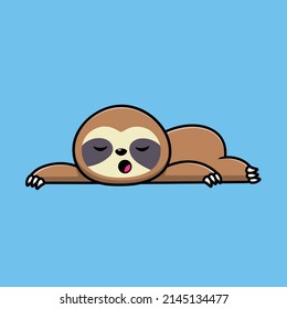 Cute Sloth Sleeping Cartoon Vector Icon Illustration. Animal Icon Concept Isolated Premium Vector.