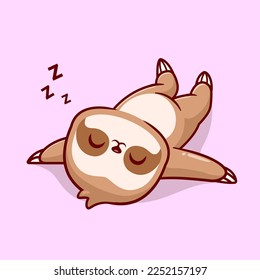 Cute Sloth Sleeping Cartoon Vector Icon Illustration. Animal Nature Icon Concept Isolated Premium Vector. Flat Cartoon Style