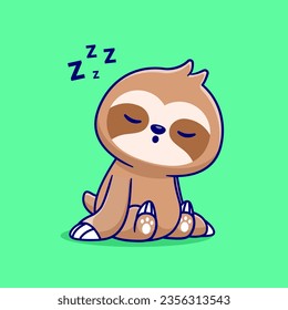 Cute Sloth Sleeping Cartoon Vector Icon Illustration. Animal Nature Icon Concept Isolated Premium Vector. Flat Cartoon Style