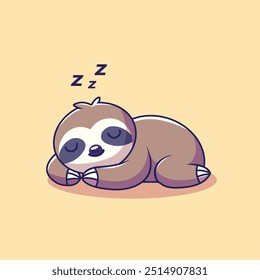 Cute Sloth Sleeping Cartoon Vector Icon Illustration. Animal Nature Icon Concept Isolated Premium Vector. Flat Cartoon Style