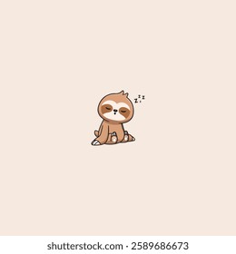 Cute Sloth Sleeping icon flat vector design.